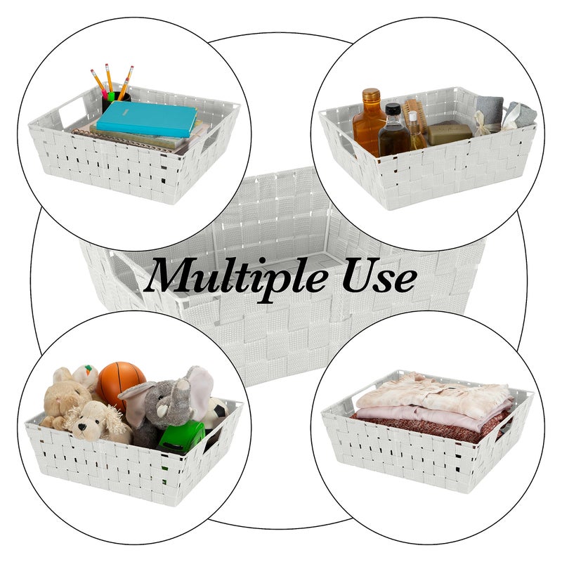 Simplify Large Shelf Woven Strap Tote | Decorative Storage Basket | Built in Handles | Organization | Closet | Bedroom | Bathroom | Nursery | Accessories | Toys | Gifts | 1 Pack | Heather Grey - Image 3
